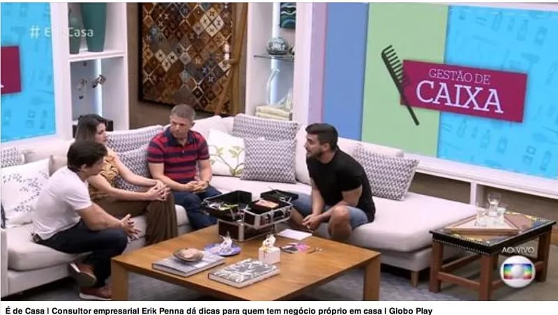 Erik Penna no programa É de Casa, da TV Globo